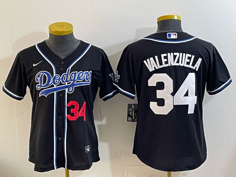 Women Nike 2026 Los Angeles Dodgers #34 Valenzuela Black Game MLB Jersey 04